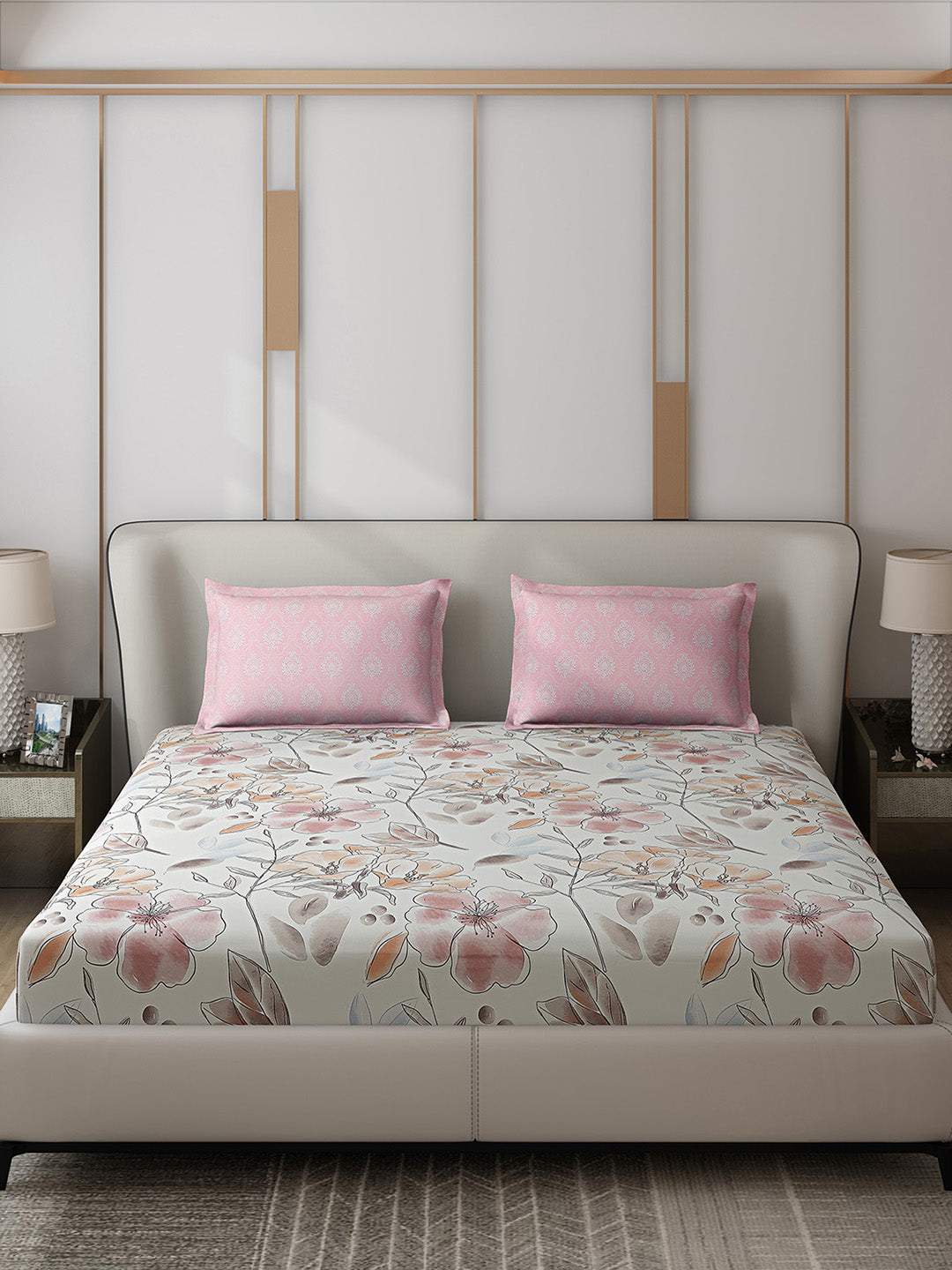 110 GSM Polyester Double Bed 1 Bedsheet with 2 Pillow Covers (Aromatic) - Updated - Updated - Updated