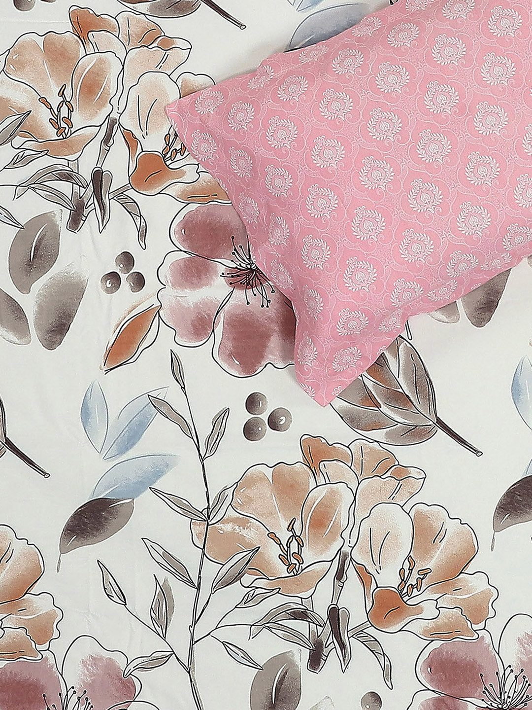 110 GSM Polyester Double Bed 1 Bedsheet with 2 Pillow Covers (Aromatic) - Updated - Updated - Updated