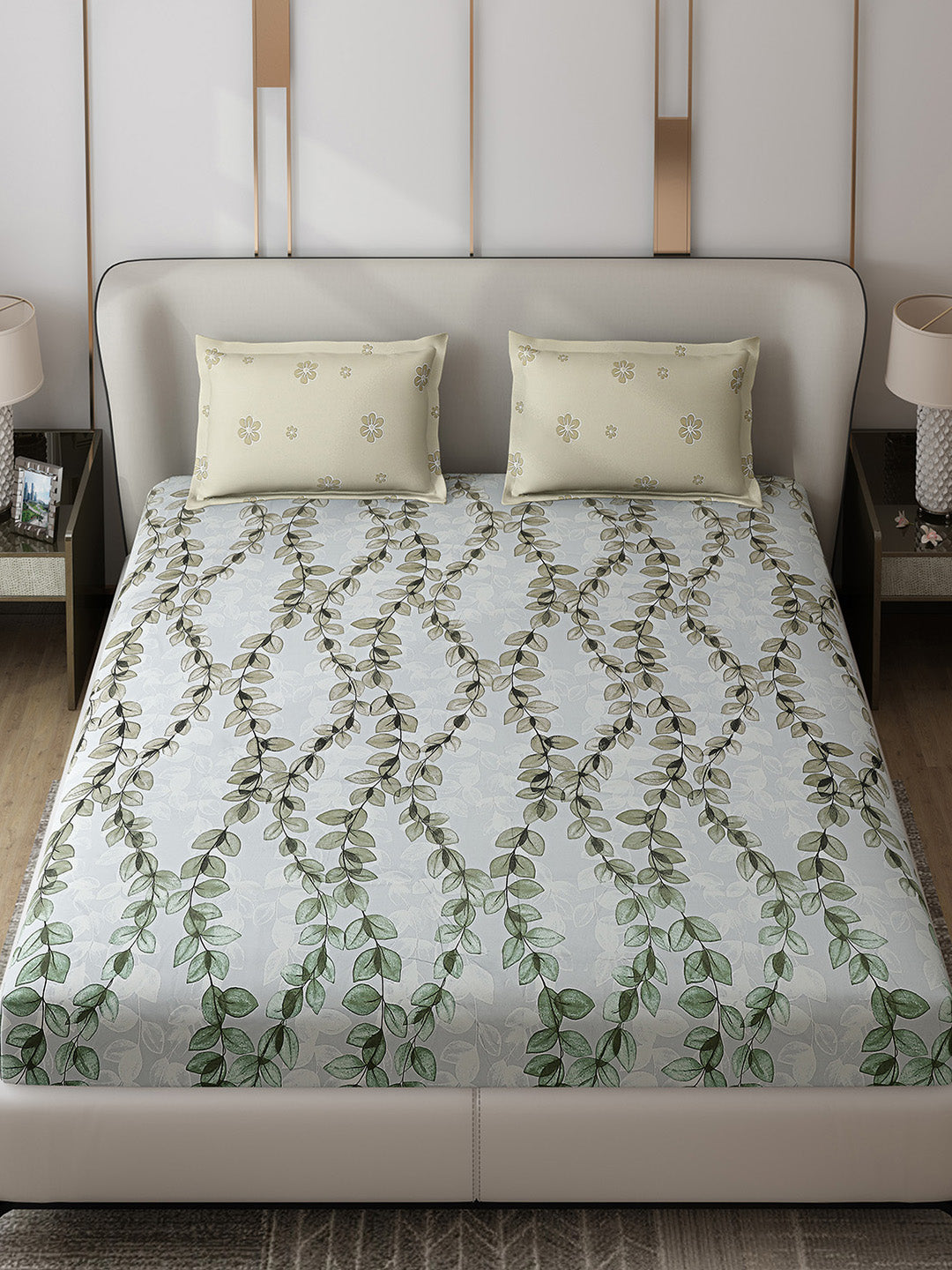 110 GSM Polyester Double Bed 1 Bedsheet with 2 Pillow Covers (Aromatic) - Updated - Updated