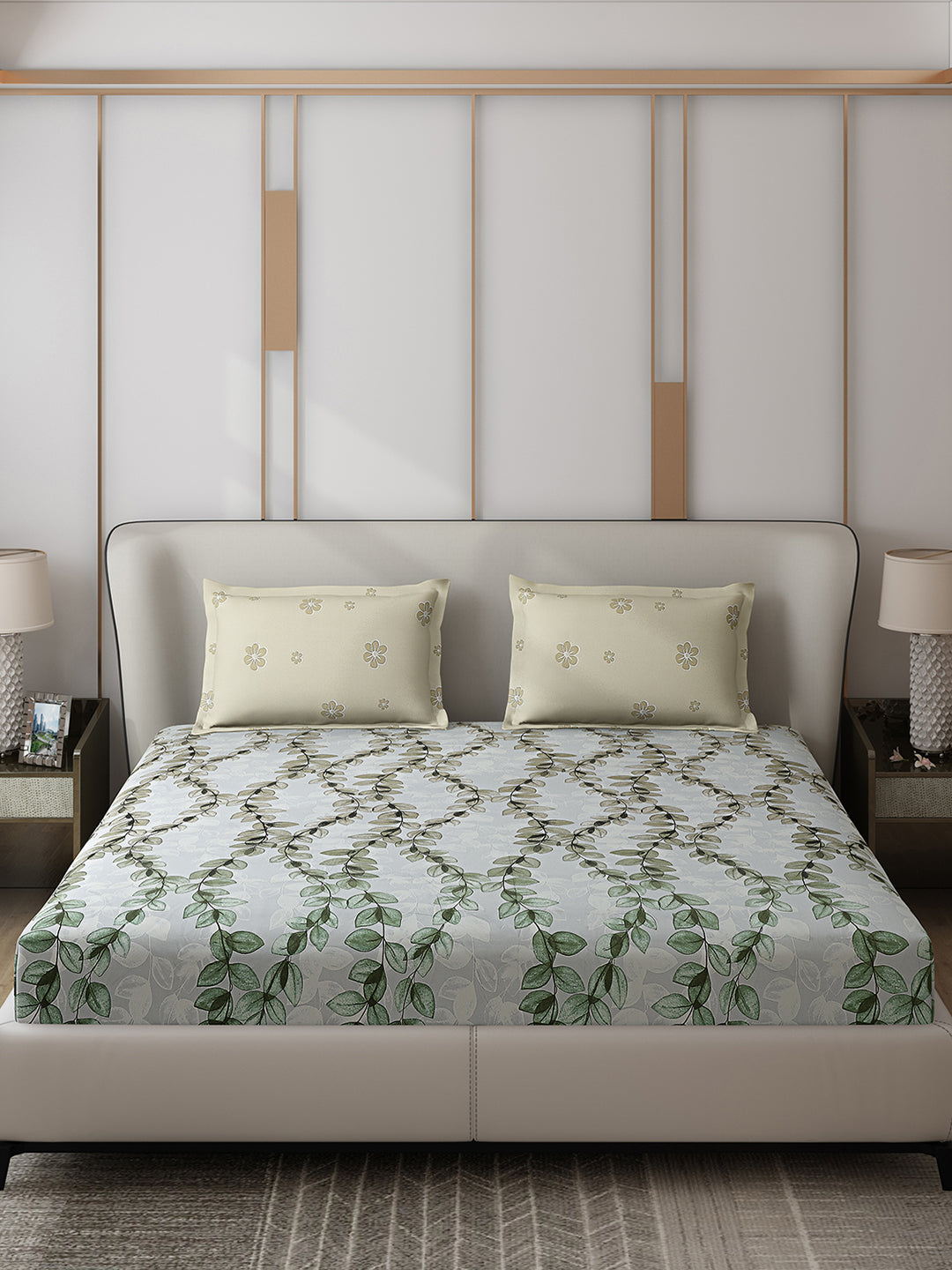 110 GSM Polyester Double Bed 1 Bedsheet with 2 Pillow Covers (Aromatic) - Updated - Updated