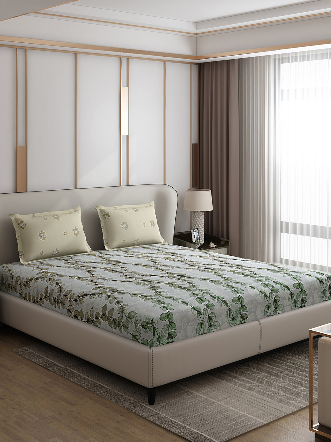 110 GSM Polyester Double Bed 1 Bedsheet with 2 Pillow Covers (Aromatic) - Updated - Updated