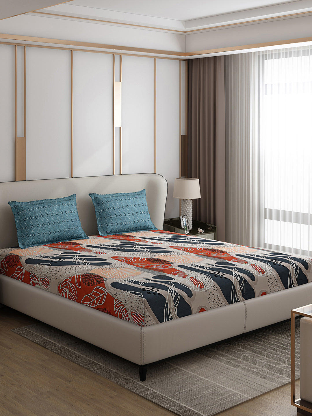 110 GSM Polyester Double Bed 1 Bedsheet with 2 Pillow Covers (Aromatic) - Updated - Updated - Updated