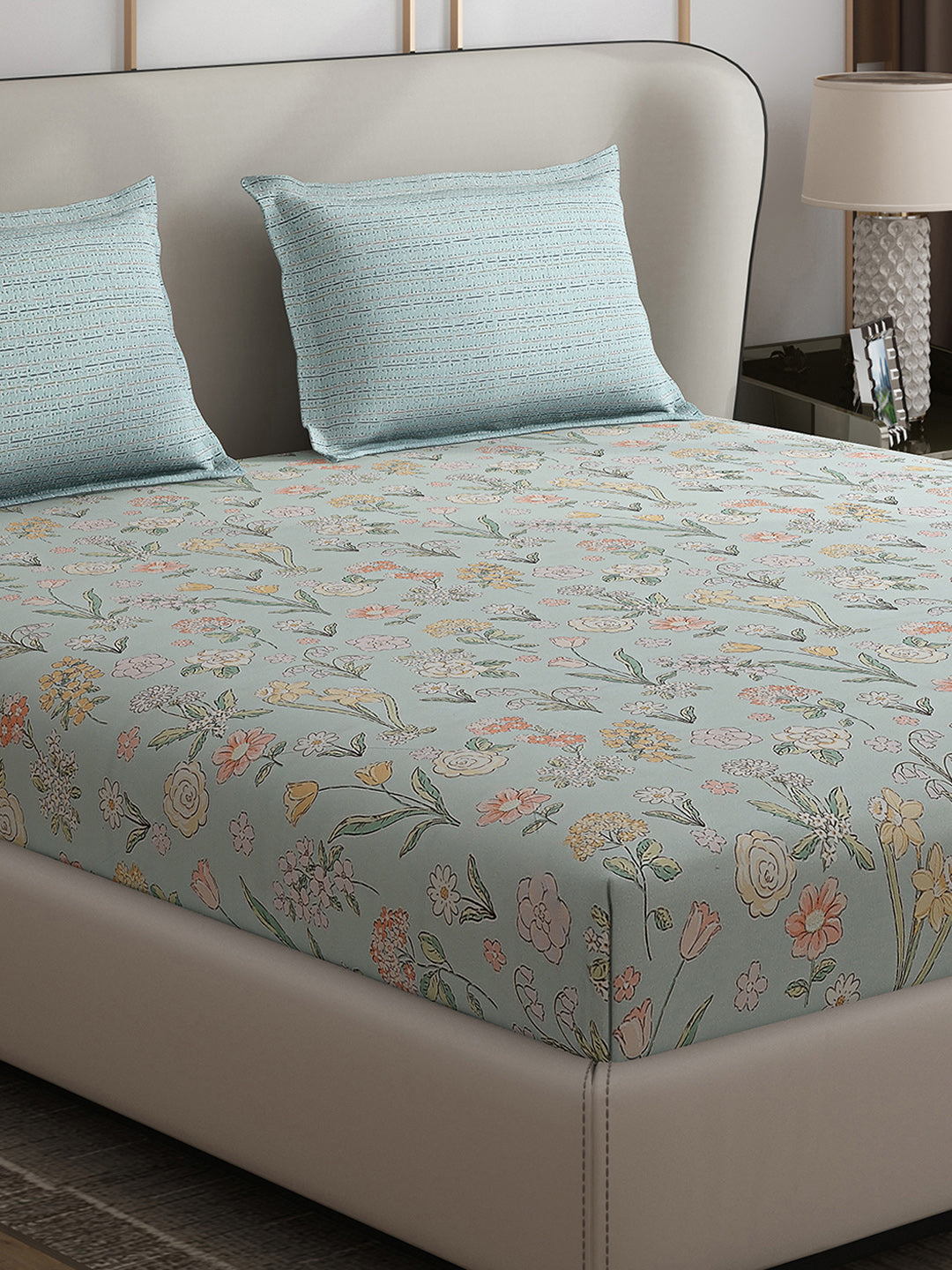 110 GSM Polyester Double Bed 1 Bedsheet with 2 Pillow Covers (Aromatic) - Updated - Updated - Updated