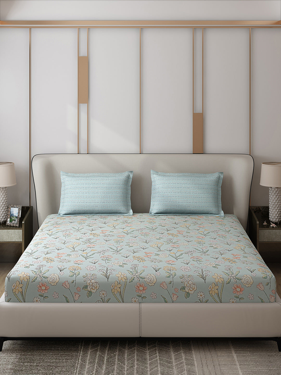 110 GSM Polyester Double Bed 1 Bedsheet with 2 Pillow Covers (Aromatic) - Updated - Updated - Updated