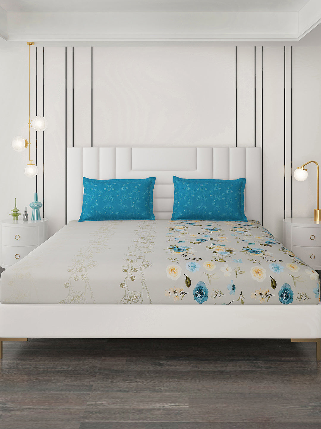 300 TC Cotton Double Bedsheet with 2 Pillow Covers