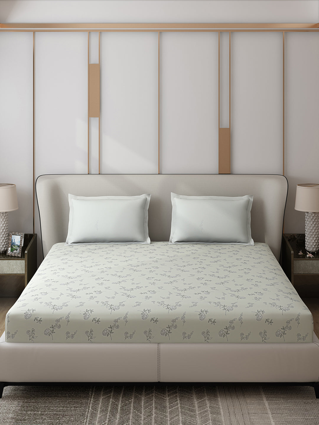 130 GSM Polyester Double Bed 1 Bedsheet with 2 Pillow Covers (Edmond)