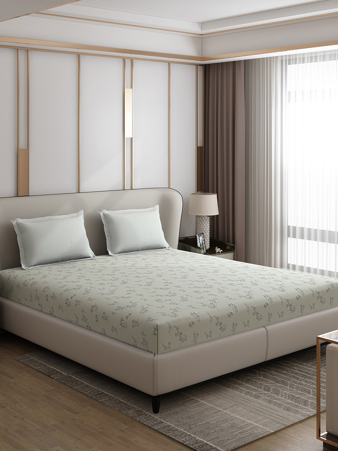 130 GSM Polyester Double Bed 1 Bedsheet with 2 Pillow Covers (Edmond)