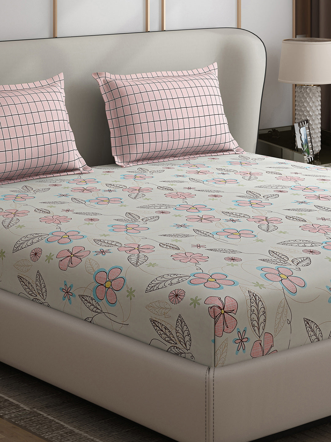 130 GSM Polyester Double Bed 1 Bedsheet with 2 Pillow Covers (Edmond)