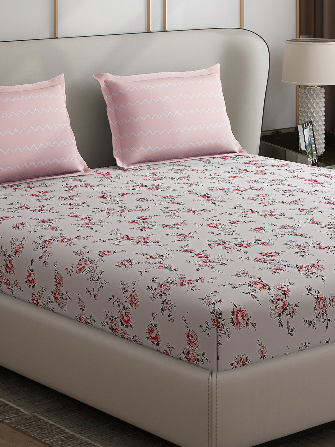 130 GSM Polyester Double Bed 1 Bedsheet with 2 Pillow Covers (Edmond)