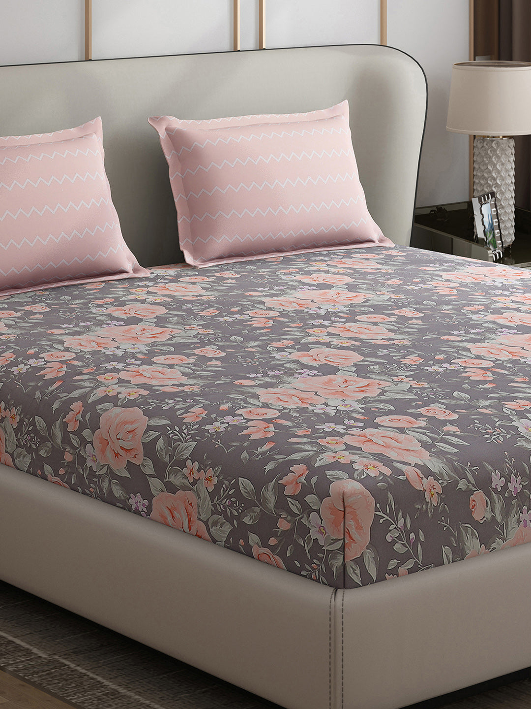 130 GSM Polyester Double Bed 1 Bedsheet with 2 Pillow Covers (Edmond)