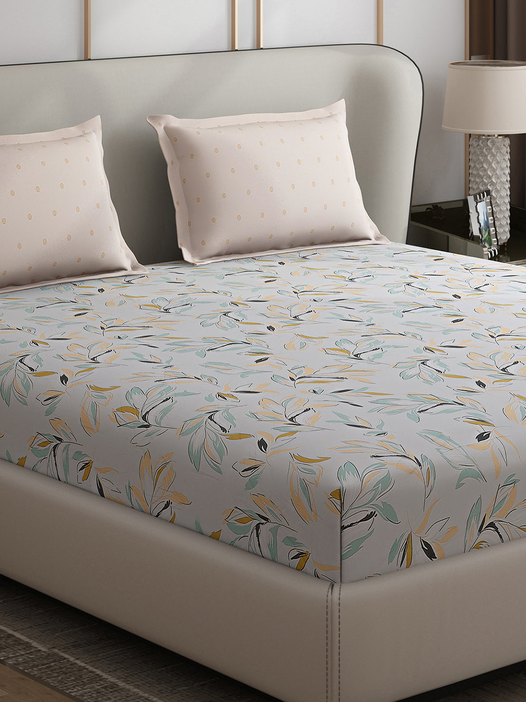 130 GSM Polyester Double Bed 1 Bedsheet with 2 Pillow Covers (Edmond)