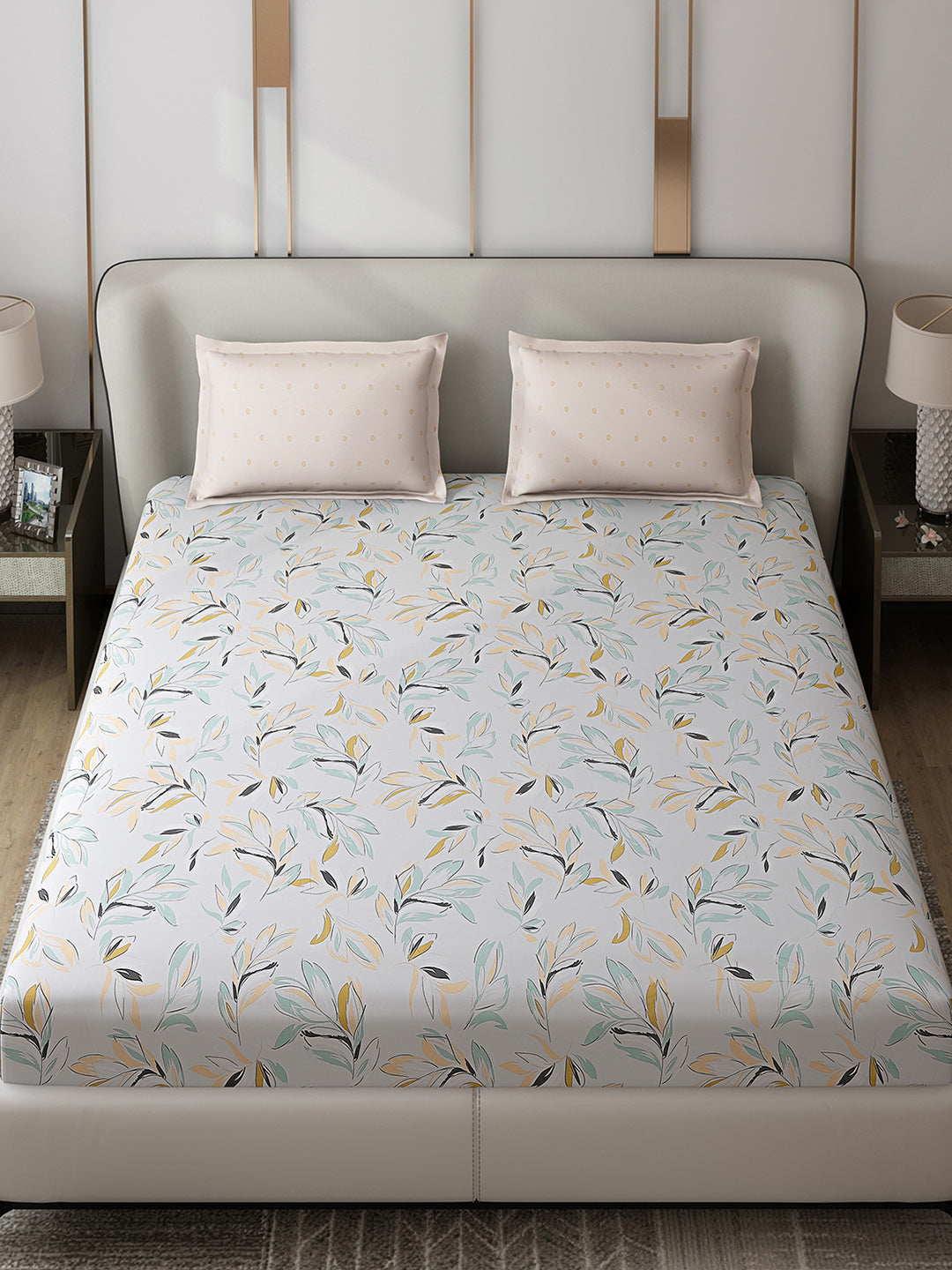 130 GSM Polyester Double Bed 1 Bedsheet with 2 Pillow Covers (Edmond)