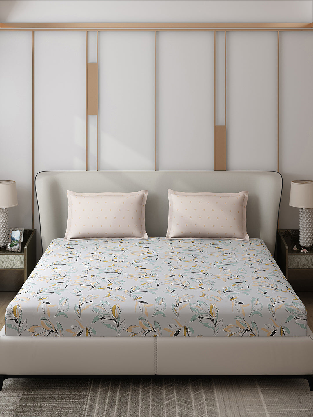 130 GSM Polyester Double Bed 1 Bedsheet with 2 Pillow Covers (Edmond)