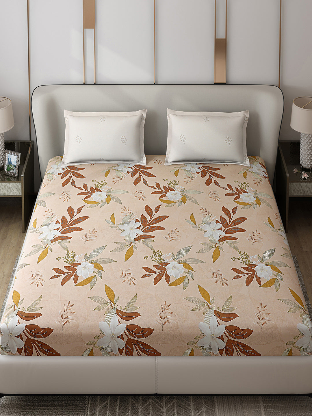 130 GSM Polyester Double Bed 1 Bedsheet with 2 Pillow Covers (Edmond)