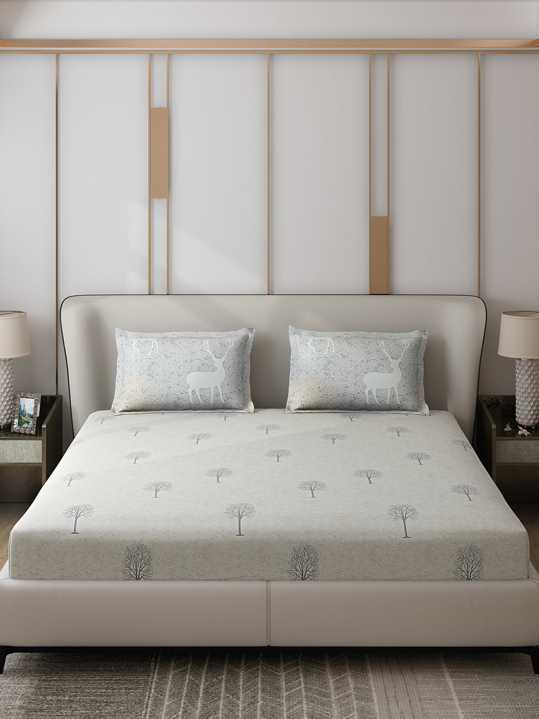 130 GSM Polyester Double Bed 1 Bedsheet with 2 Pillow Covers (Edmond)