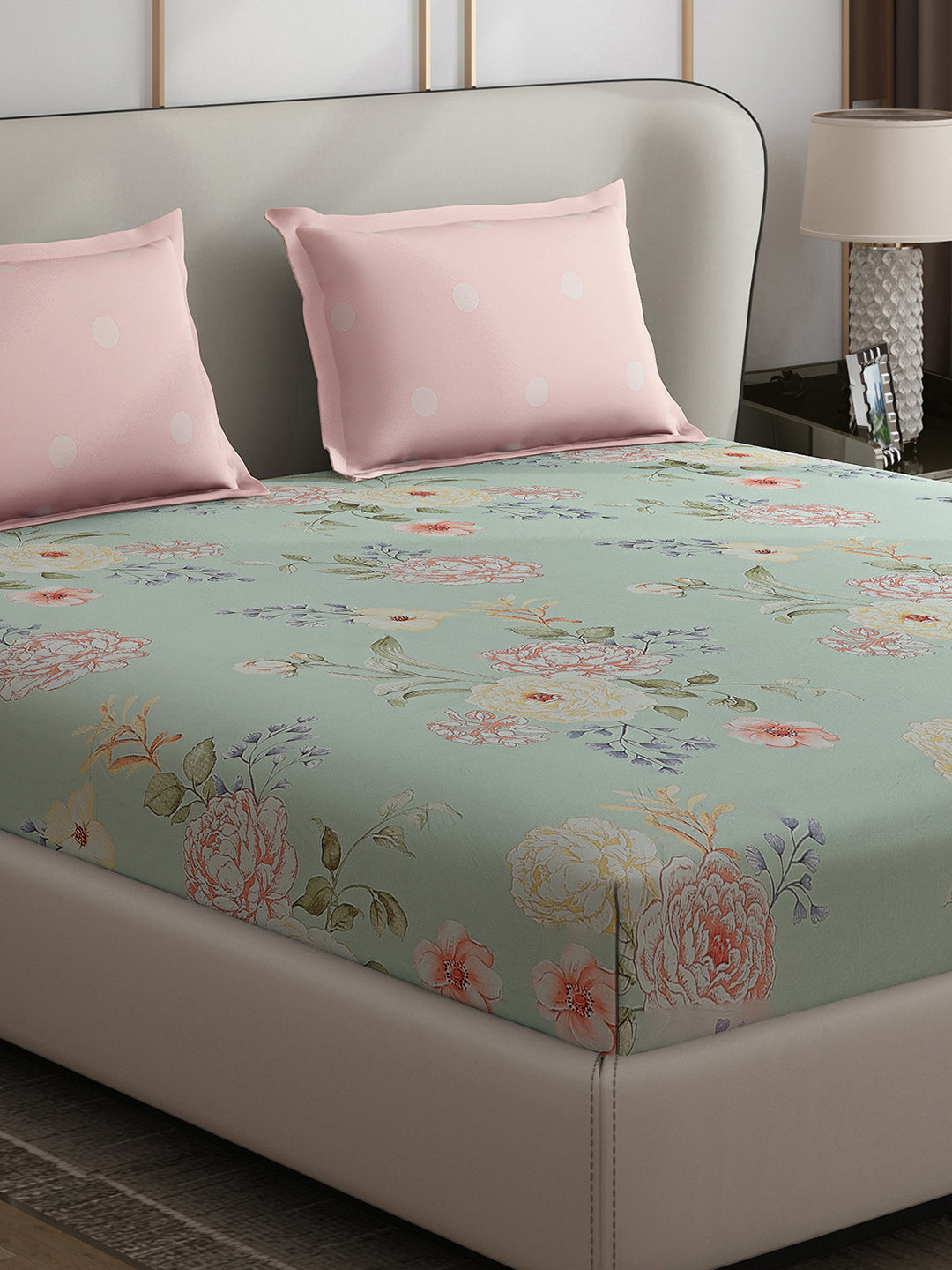 130 GSM Polyester Double Bed 1 Bedsheet with 2 Pillow Covers (Edmond)