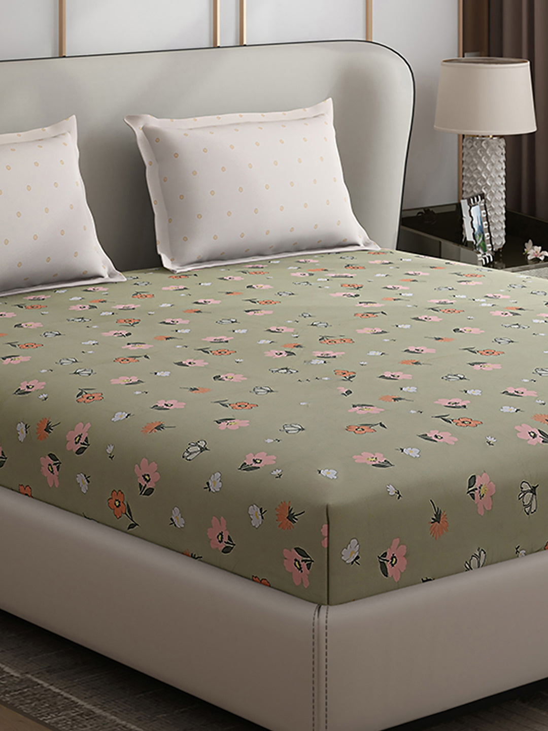 130 GSM Polyester Double Bed 1 Bedsheet with 2 Pillow Covers (Edmond)