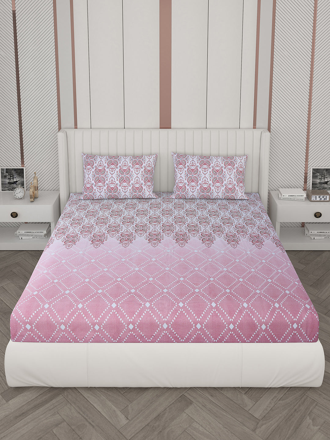 104 TC Cotton Double Bedsheet with 2 Pillow Covers - Updated - Updated