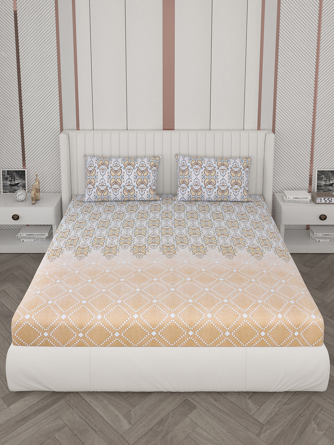 104 TC Cotton Double Bedsheet with 2 Pillow Covers - Updated - Updated