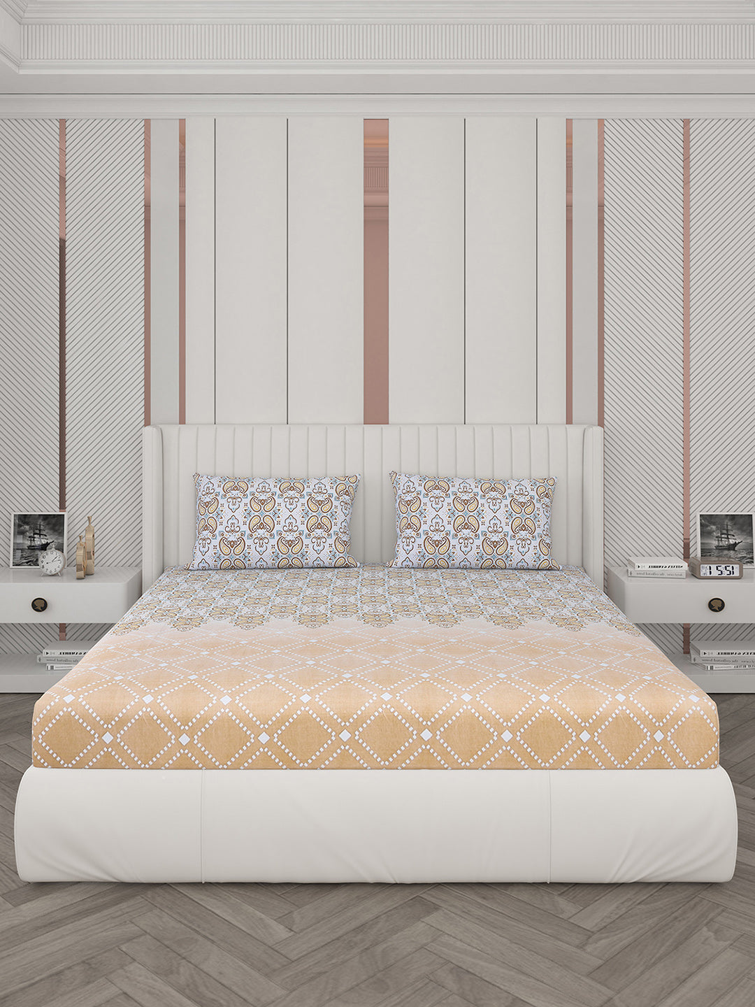 104 TC Cotton Double Bedsheet with 2 Pillow Covers - Updated - Updated