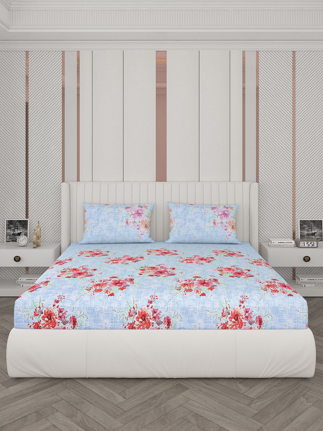 104 TC Cotton Double Bedsheet with 2 Pillow Covers - Updated - Updated