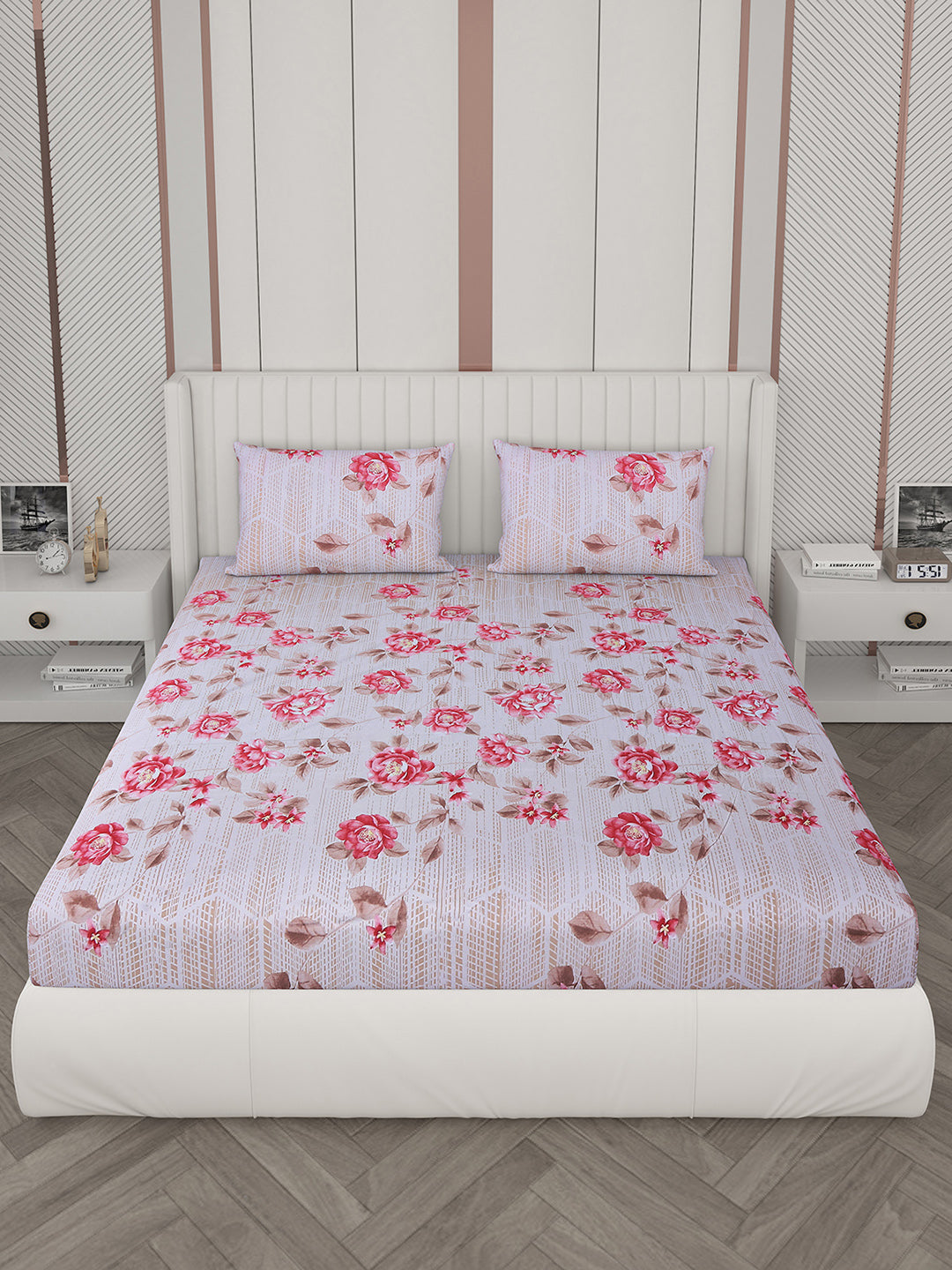 104 TC Cotton Double Bedsheet with 2 Pillow Covers - Updated - Updated - Updated