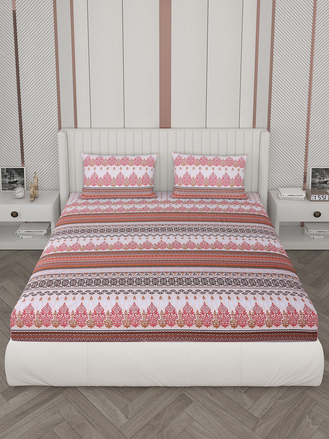 104 TC Cotton Double Bedsheet with 2 Pillow Covers - Updated - Updated