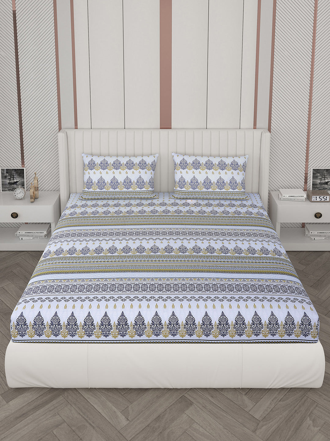 104 TC Cotton Double Bedsheet with 2 Pillow Covers - Updated - Updated