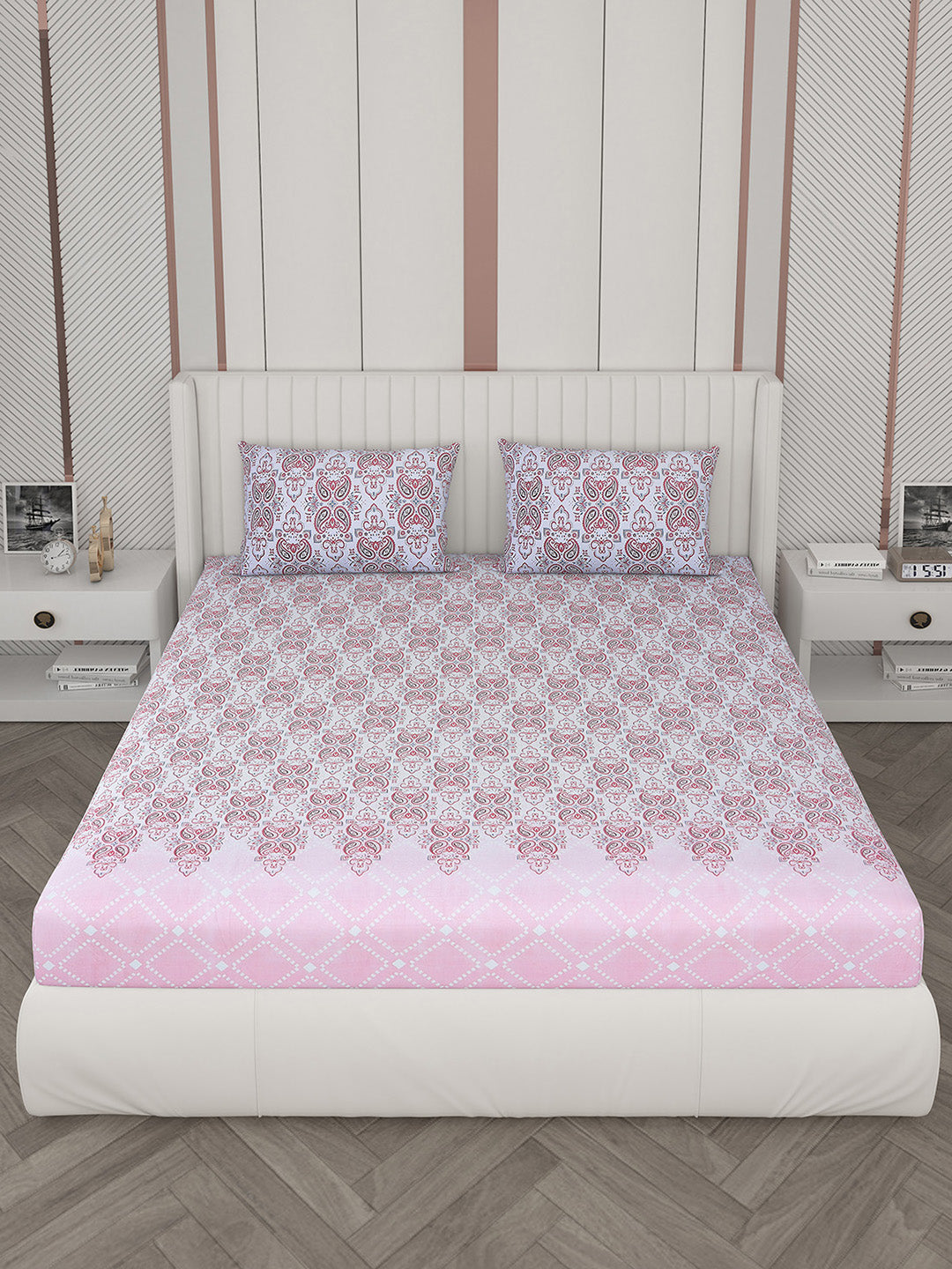 104 TC Cotton Double Bedsheet with 2 Pillow Covers - Updated - Updated