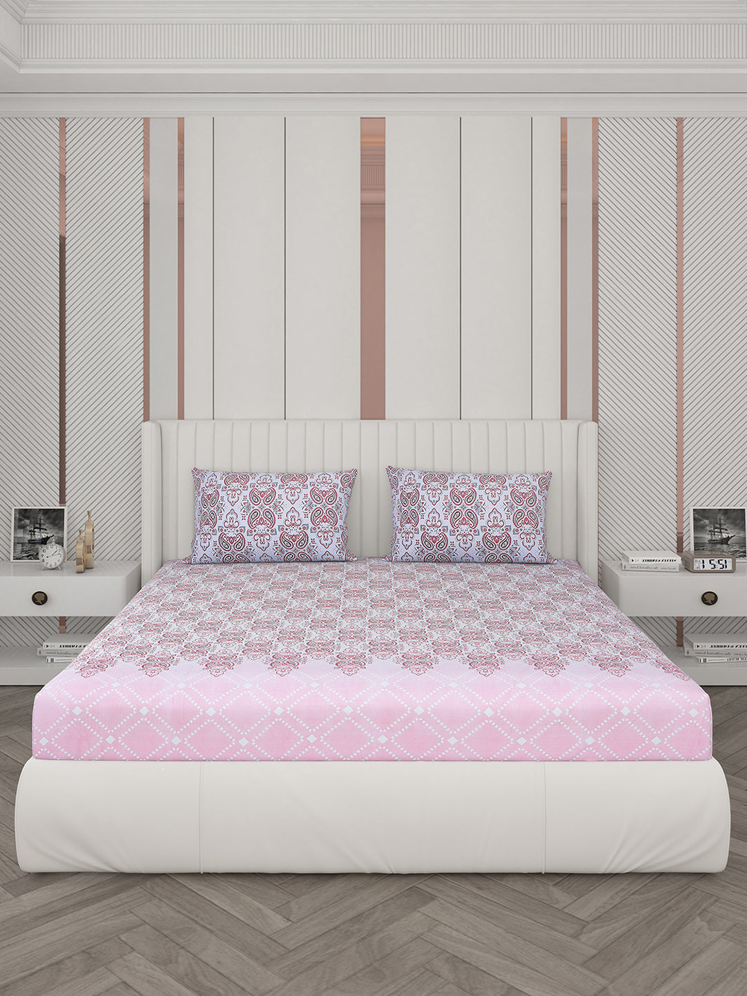 104 TC Cotton Double Bedsheet with 2 Pillow Covers - Updated - Updated