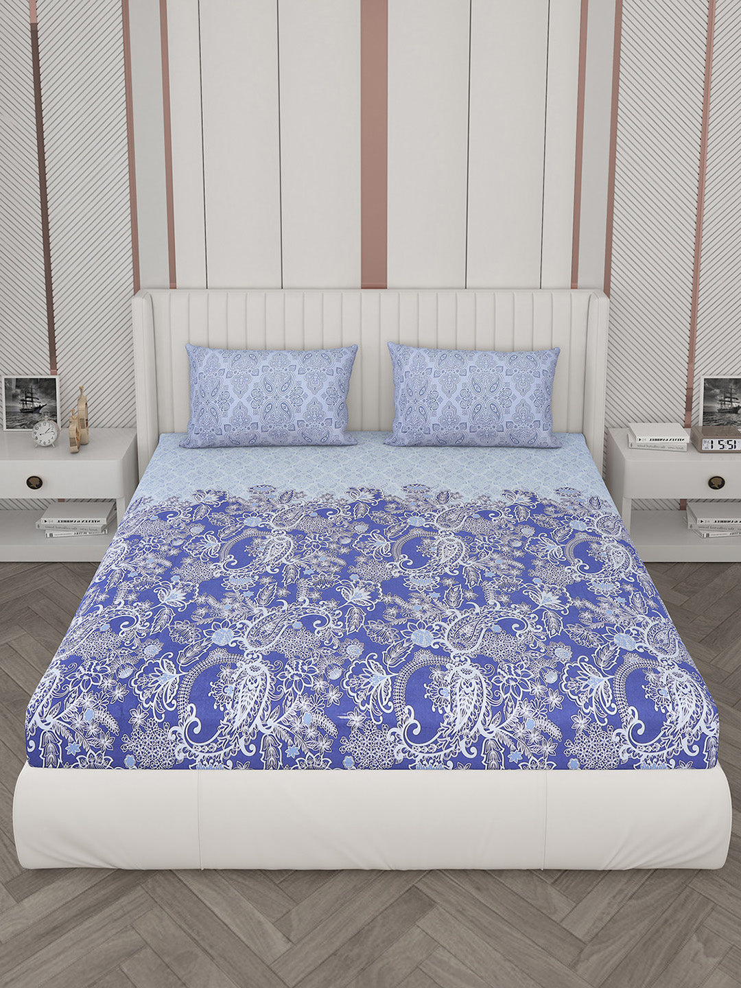 104 TC Cotton Double Bedsheet with 2 Pillow Covers - Updated