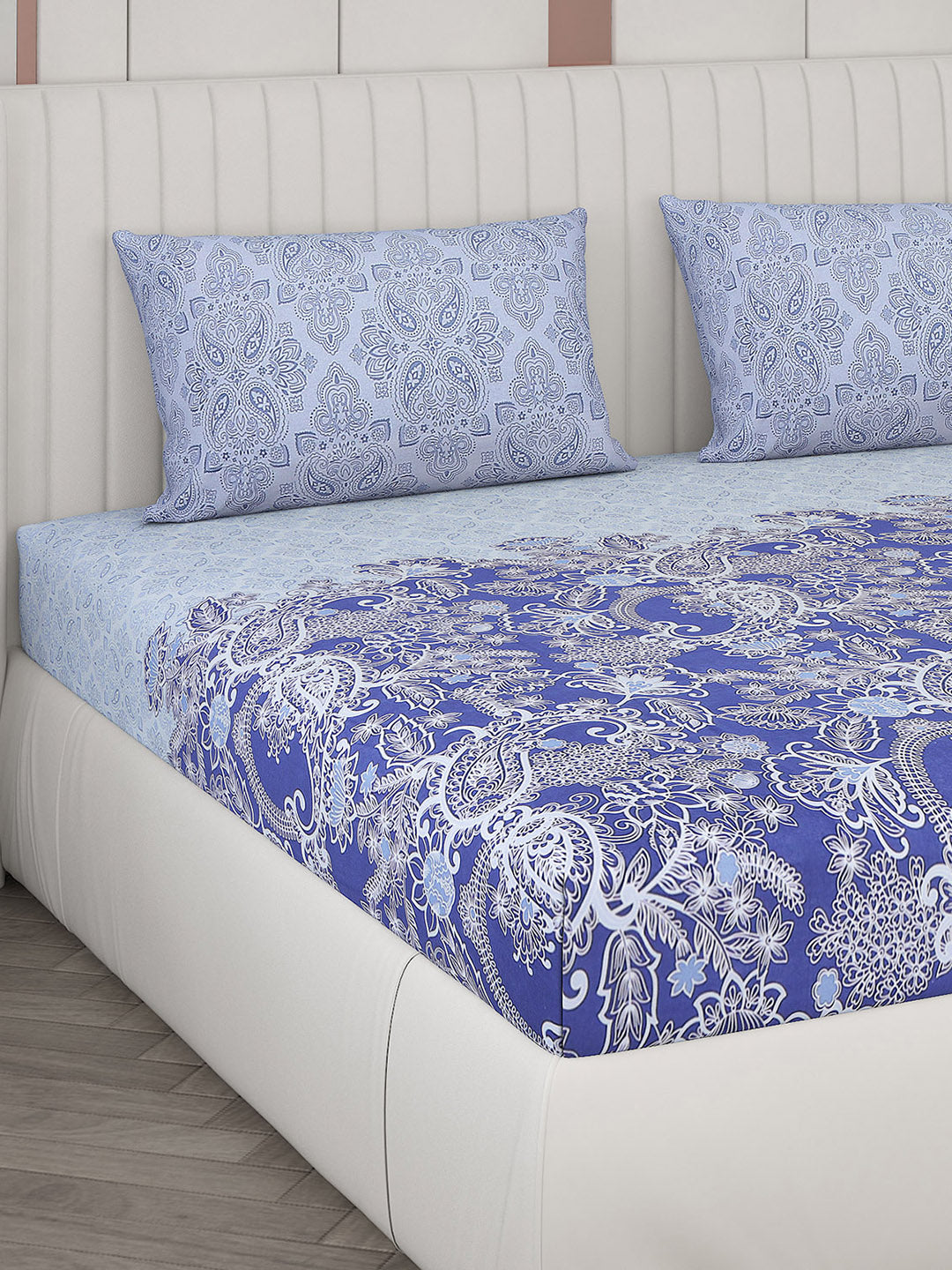 104 TC Cotton Double Bedsheet with 2 Pillow Covers - Updated