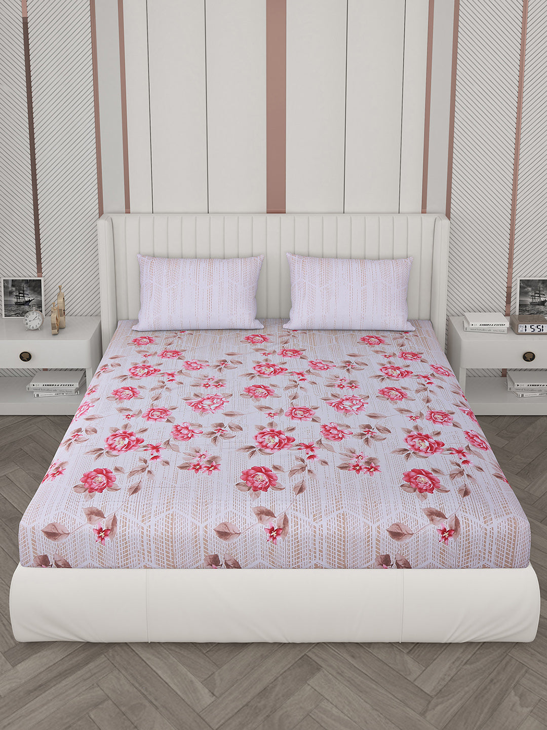 104 TC Cotton Double Bedsheet with 2 Pillow Covers - Updated - Updated - Updated