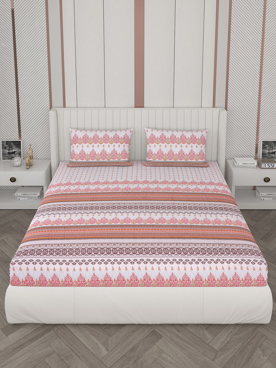 104 TC Cotton Double Bedsheet with 2 Pillow Covers - Updated - Updated - Updated