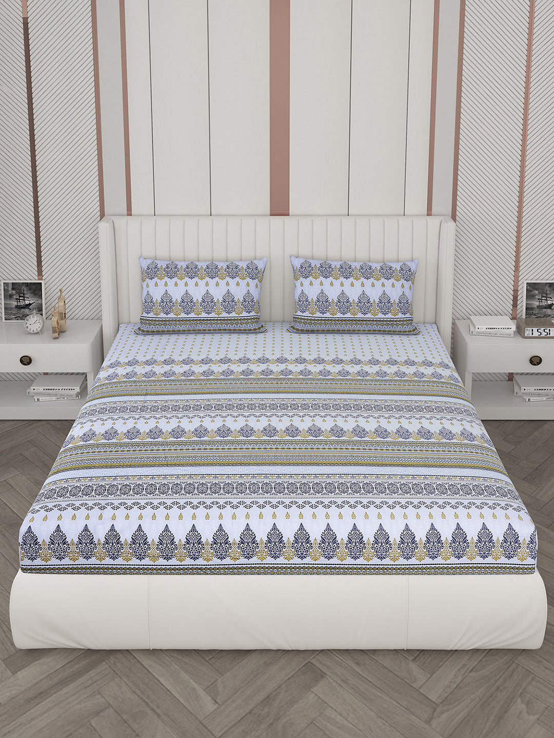 104 TC Cotton Double Bedsheet with 2 Pillow Covers - Updated - Updated