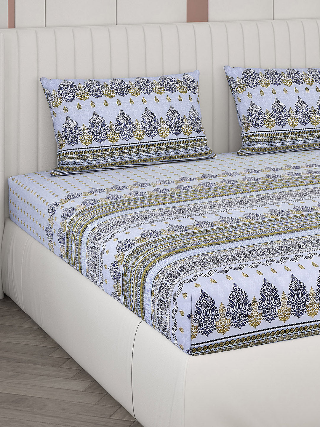 104 TC Cotton Double Bedsheet with 2 Pillow Covers - Updated - Updated