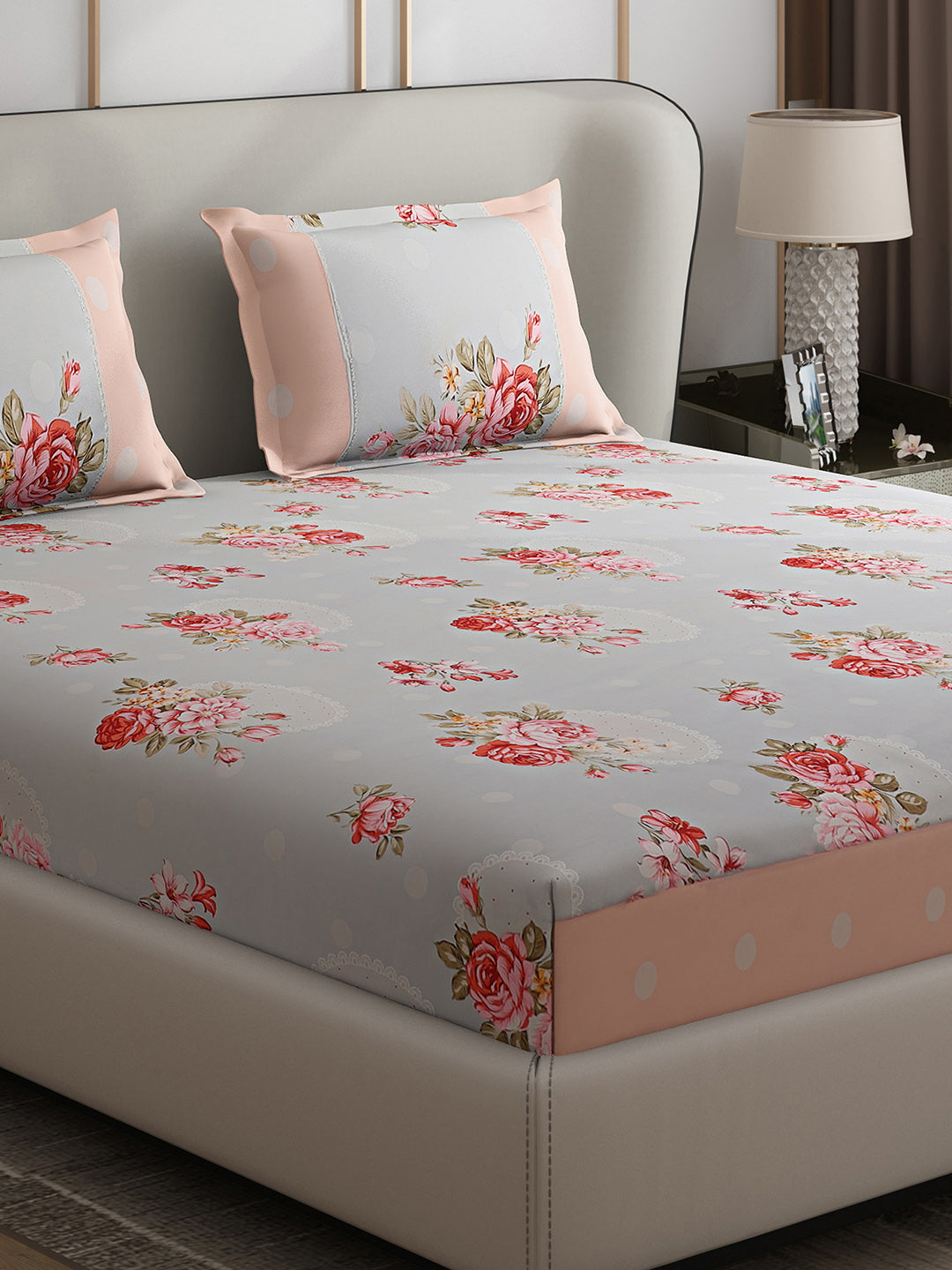 130 GSM Polyester Double Bed 1 Bedsheet with 2 Pillow Covers (Essence)