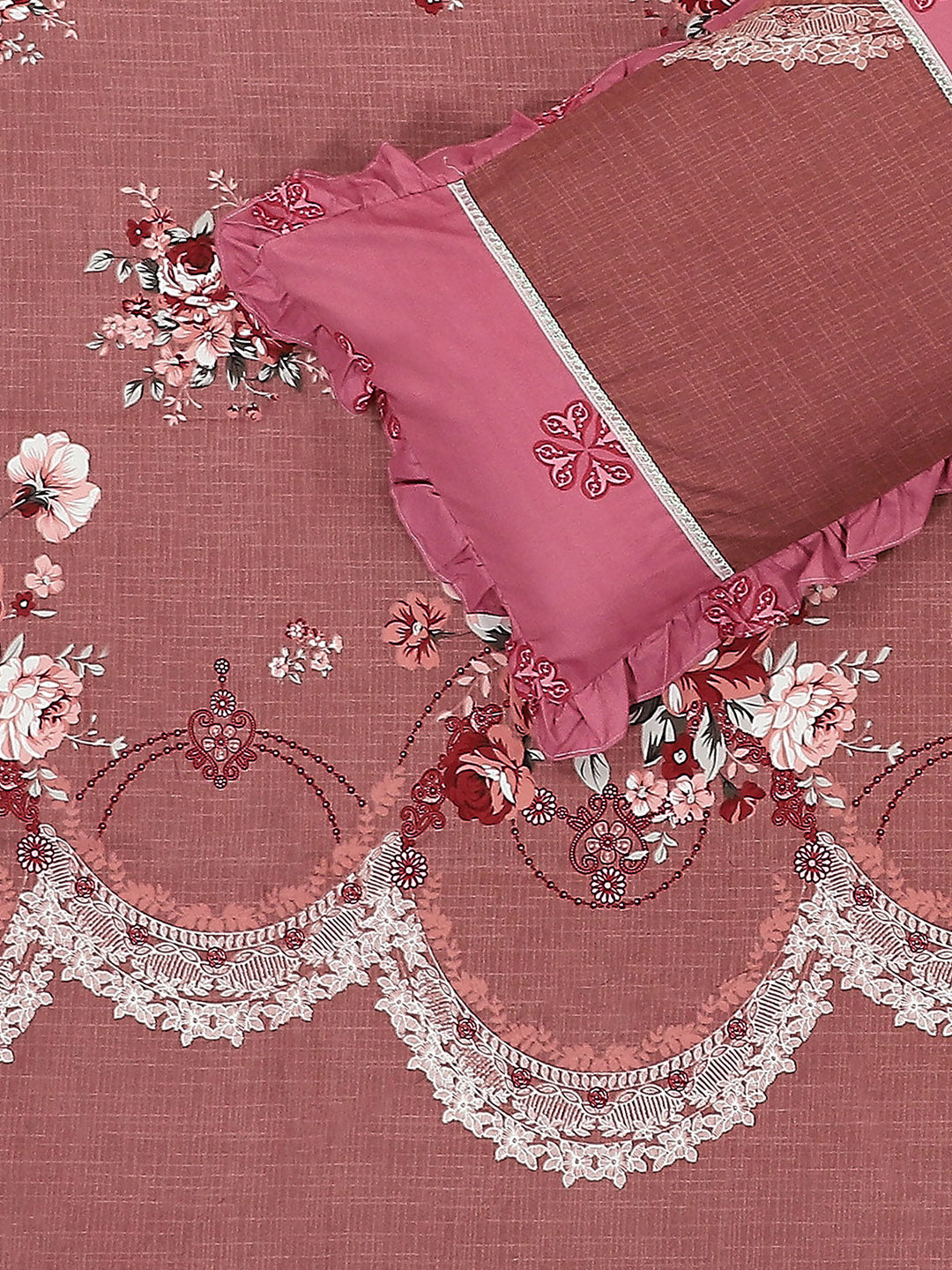 130 GSM Polyester Double Bed 1 Bedsheet with 2 Pillow Covers (Essence)