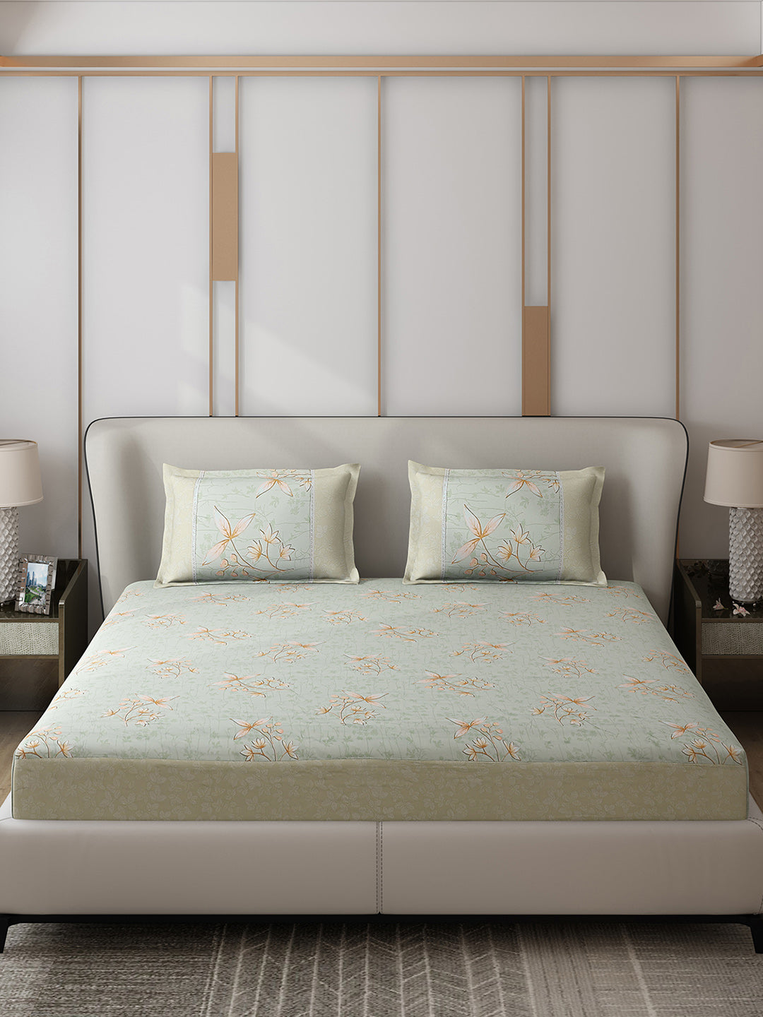 130 GSM Polyester Double Bed 1 Bedsheet with 2 Pillow Covers (Essence)