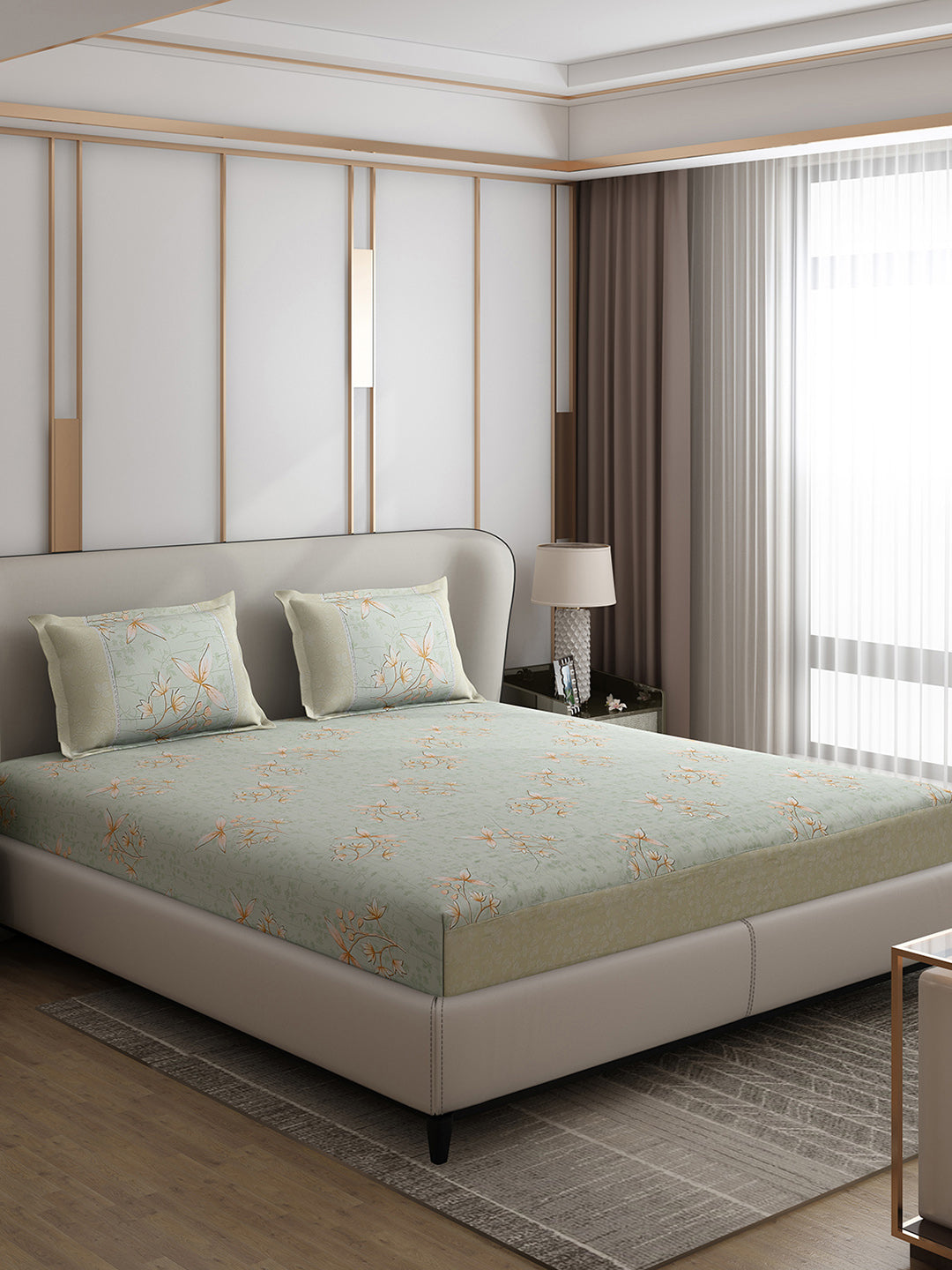130 GSM Polyester Double Bed 1 Bedsheet with 2 Pillow Covers (Essence)