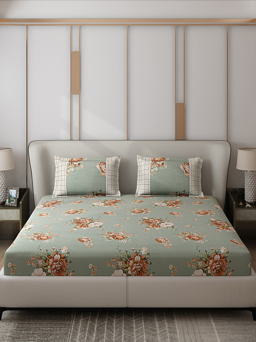 130 GSM Polyester Double Bed 1 Bedsheet with 2 Pillow Covers (Essence)