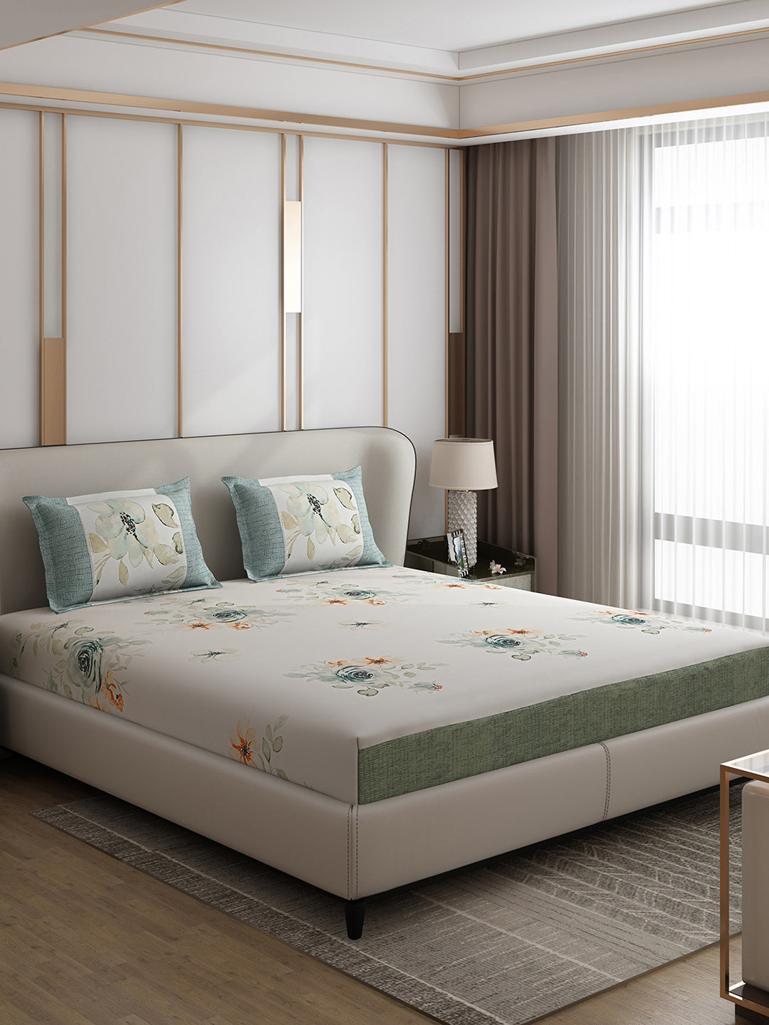 130 GSM Polyester Double Bed 1 Bedsheet with 2 Pillow Covers (Essence)