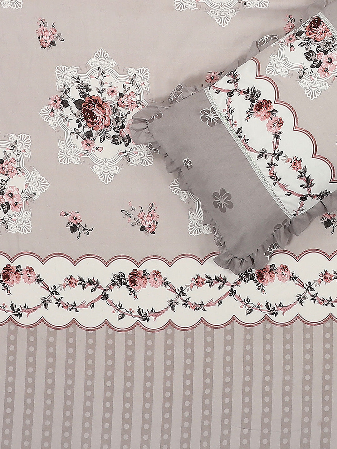 130 GSM Polyester Double Bed 1 Bedsheet with 2 Pillow Covers (Essence)