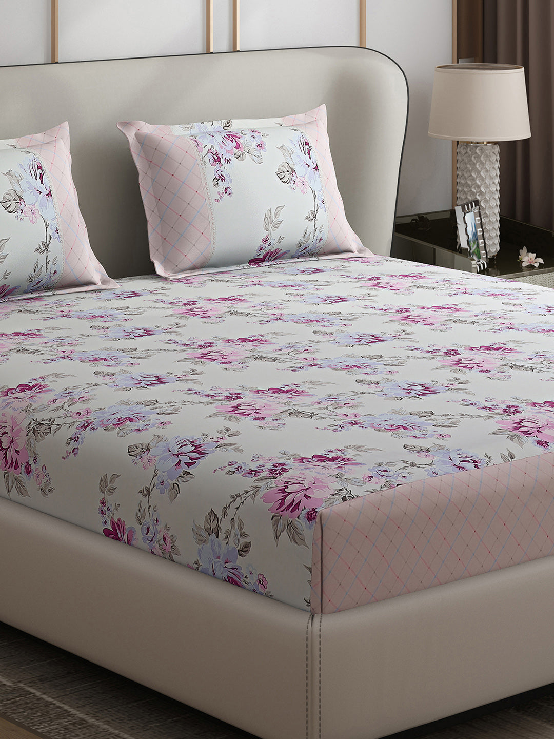 130 GSM Polyester Double Bed 1 Bedsheet with 2 Pillow Covers (Essence)