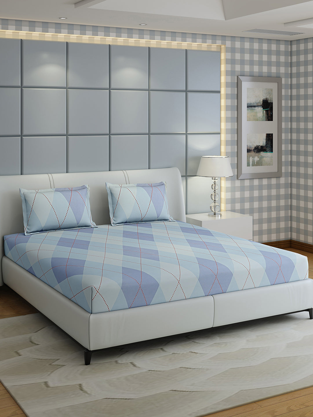 144 TC Cotton Double Bed 1 Bedsheet with 2 Pillow Covers (Fashnik)