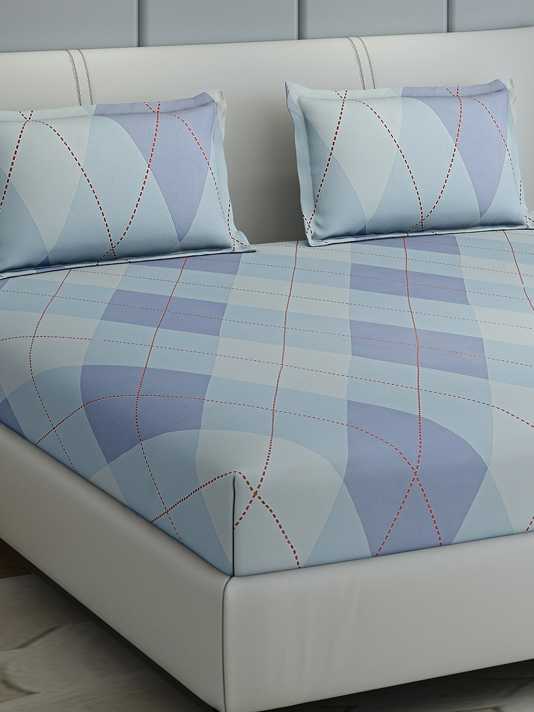 144 TC Cotton Double Bed 1 Bedsheet with 2 Pillow Covers (Fashnik)