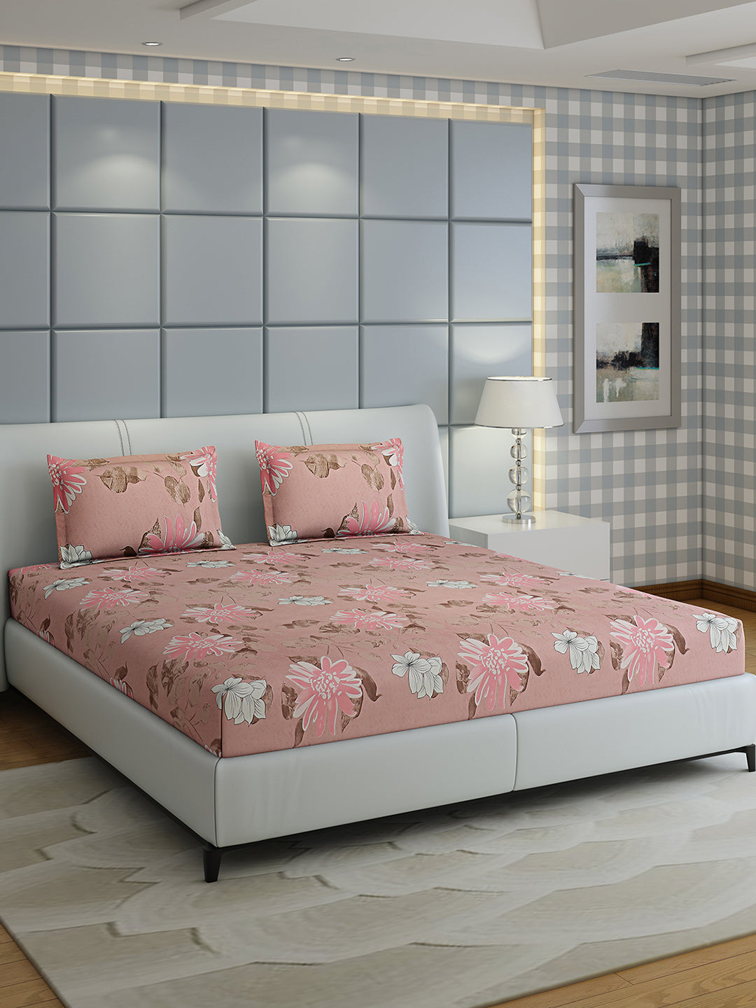 144 TC Cotton Double Bed 1 Bedsheet with 2 Pillow Covers (Fashnik)