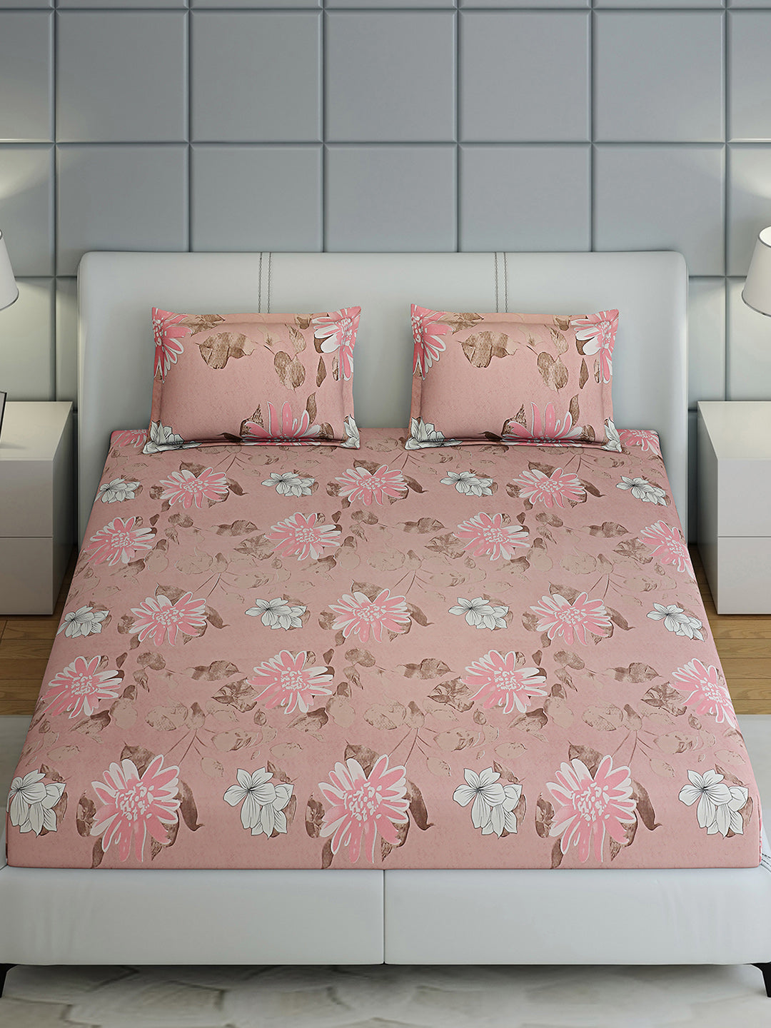 144 TC Cotton Double Bed 1 Bedsheet with 2 Pillow Covers (Fashnik)