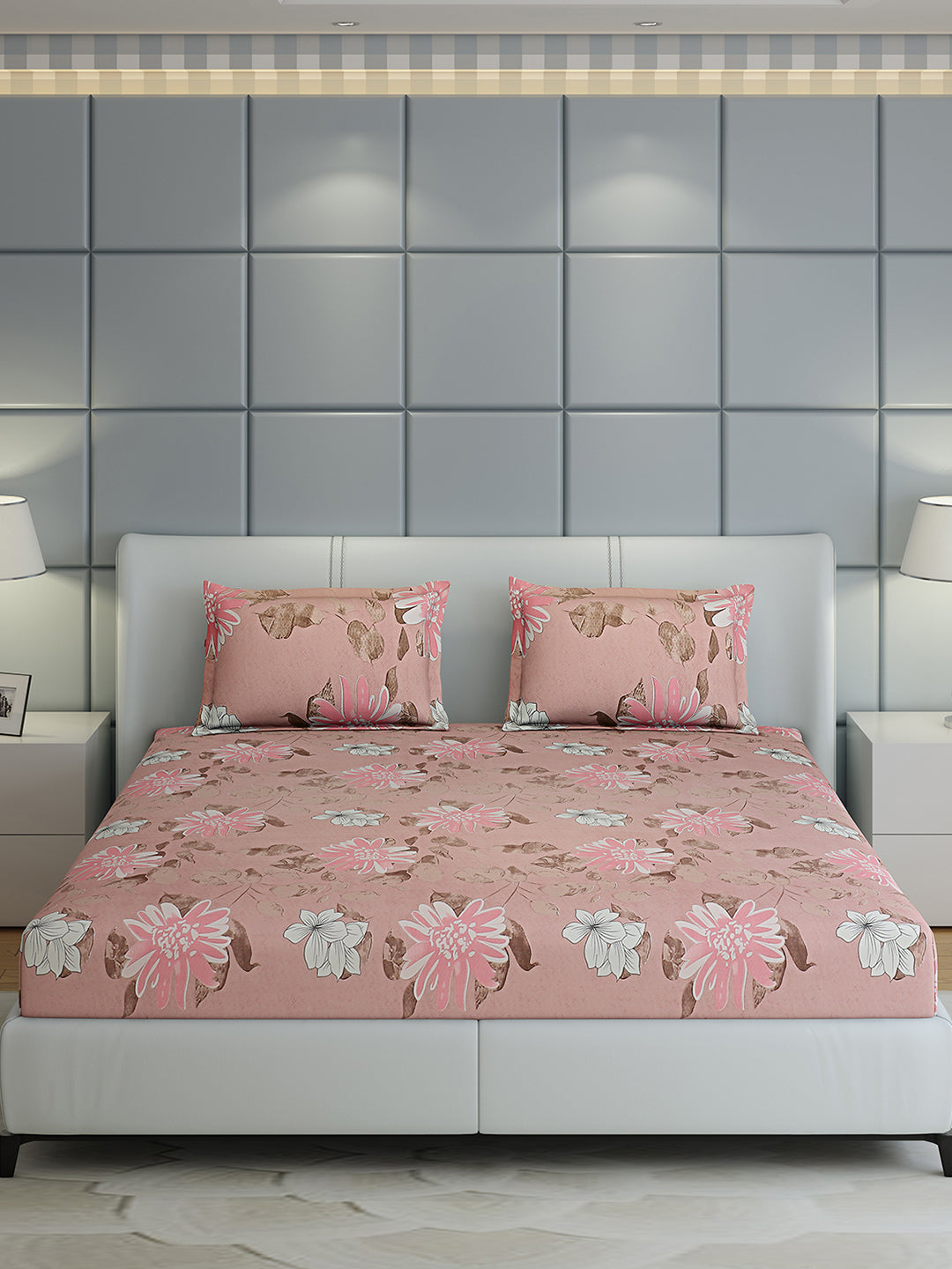 144 TC Cotton Double Bed 1 Bedsheet with 2 Pillow Covers (Fashnik)