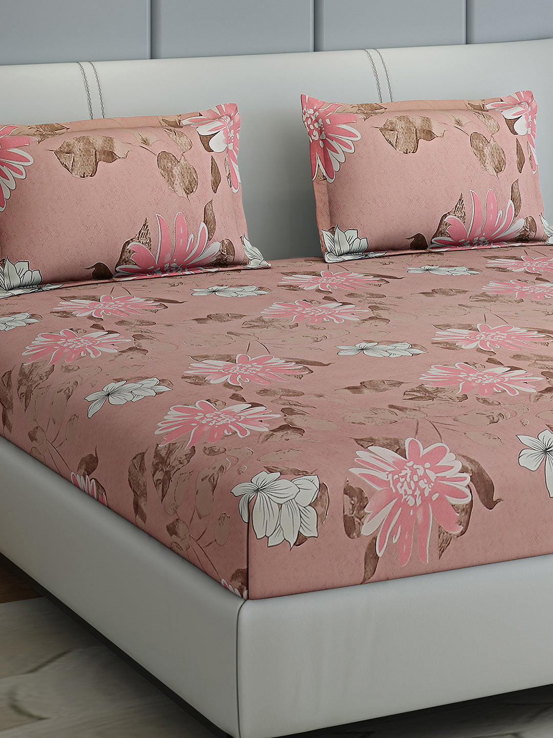 144 TC Cotton Double Bed 1 Bedsheet with 2 Pillow Covers (Fashnik)